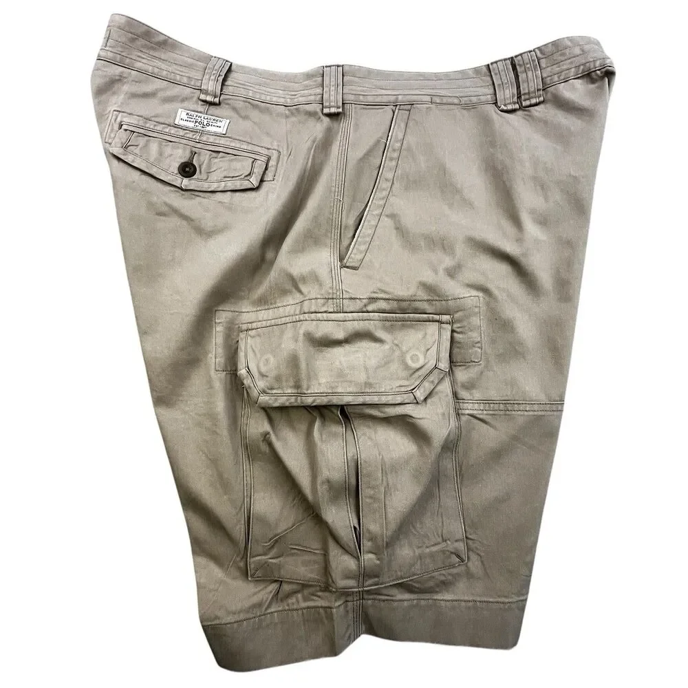 Polo Ralph Lauren Cargo Shorts Mens Size 42 Khaki Military Style 10.5” Inseam